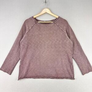 CP Shades Crewneck Sweatshirt Womens S Brown 3/4 Sleeve Lagenlook Cotton Neutral
